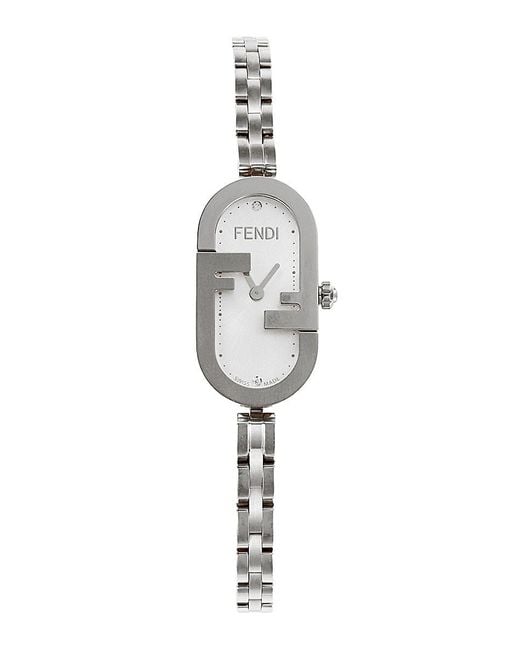 Fendi White O'lock 28.3mm Stainless Steel & 0.03 Tcw Diamond Wrap Bracelet Watch