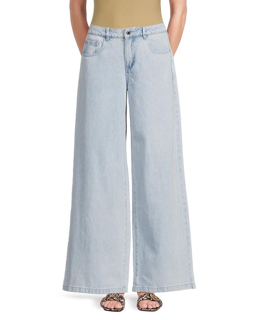 WeWoreWhat Blue Cotton Low-Rise Flared Relaxed Fit Jeans