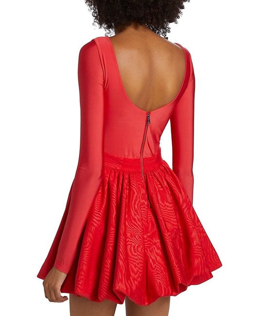 Alice + Olivia Red Chara Bubble-Hem Minidress