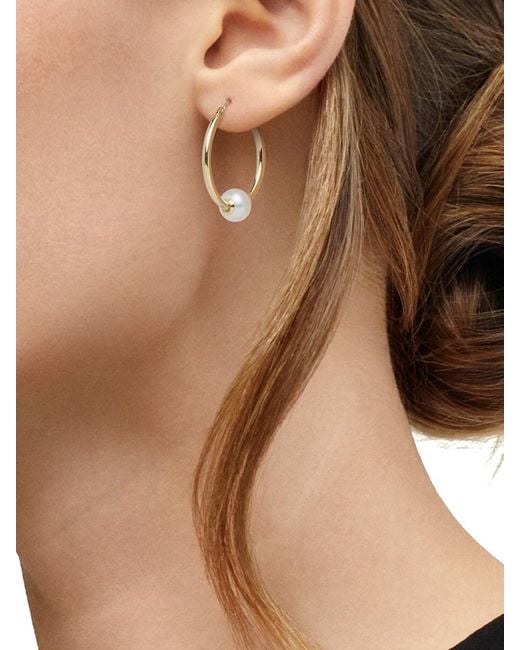 Saks Fifth Avenue White 14K & 8Mm Freshwater Pearl Hoop Earrings