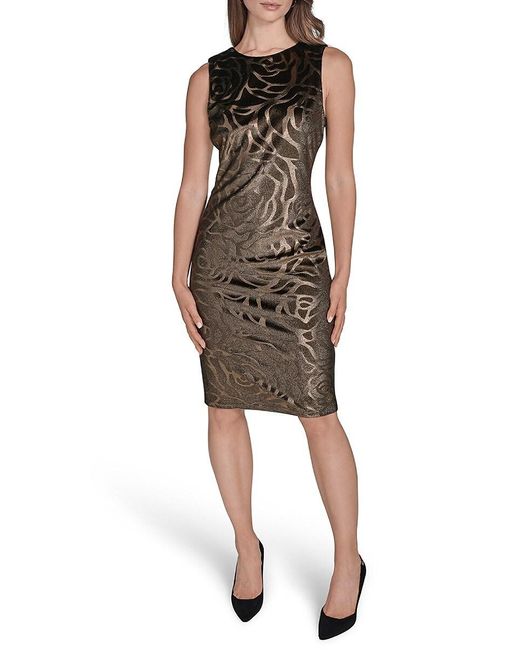 Halston Women's Abstract Devor Sheath Knee-Length Dress