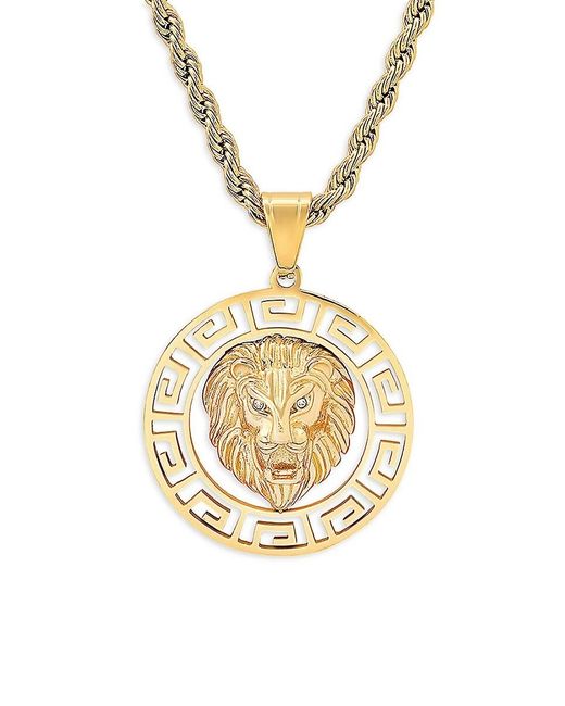 Anthony Jacobs Metallic 18k Goldplated & Simulated Diamond Lion Pendant Necklace for men