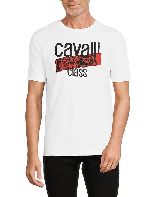Class Roberto Cavalli White Logo Tee for men