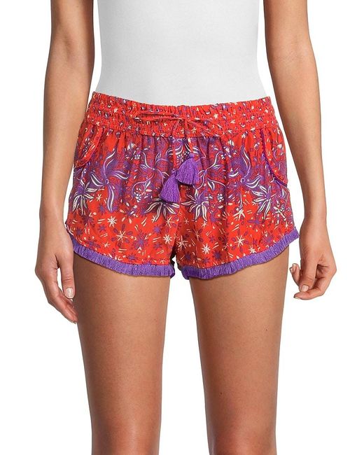 Poupette Floral Silk Boxer Shorts in Red | Lyst Canada