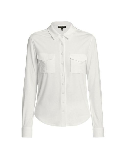 Rag & Bone White Luca Button-front Shirt