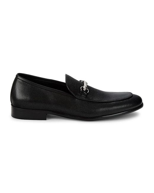 Saks Fifth Avenue Dolo Perforated Leather Loafers in Black Periwinkle