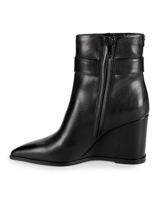 Sam Edelman Black 76Mm Weslie Leather Wedge Ankle Boots