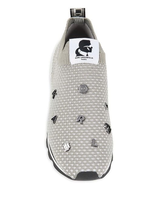 Karl Lagerfeld White Marje Graphic Pin Mesh Sneakers