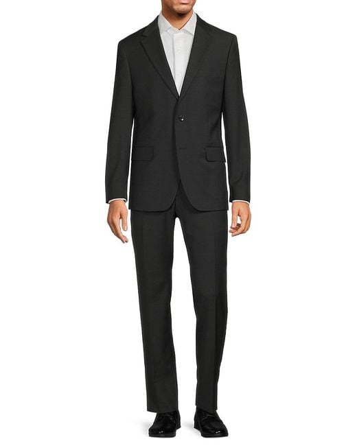 Tommy Hilfiger Black Mini Grid Wool Blend Suit for men