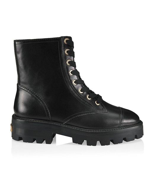 Kate Spade Merritt Leather Lug Sole Combat Boots in Black | Lyst