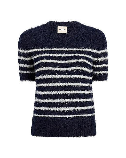 Khaite Blue Luphia Striped Silk-Blend Sweater