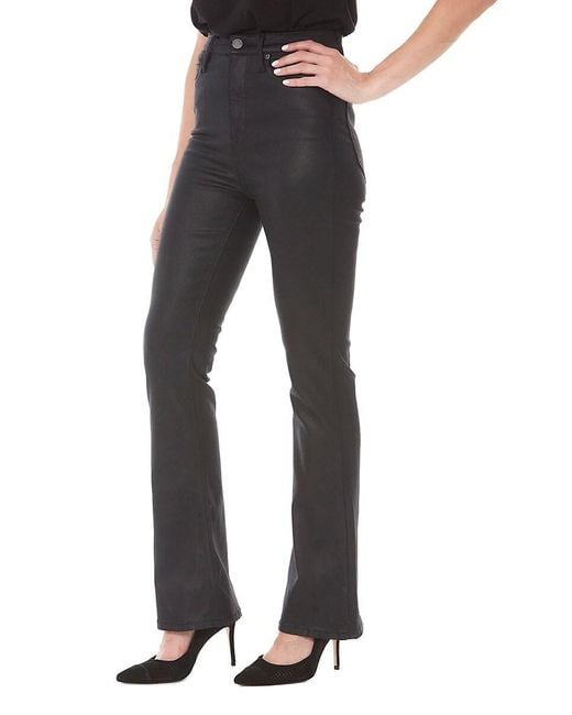 Nicole Miller Black Glisten High Rise Coated Flare Jeans