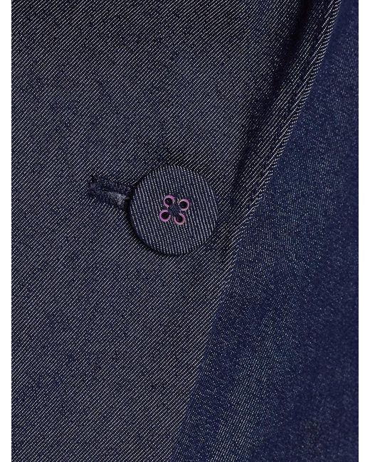 If Only Studio Blue Stretch-Denim Single-Breasted Blazer