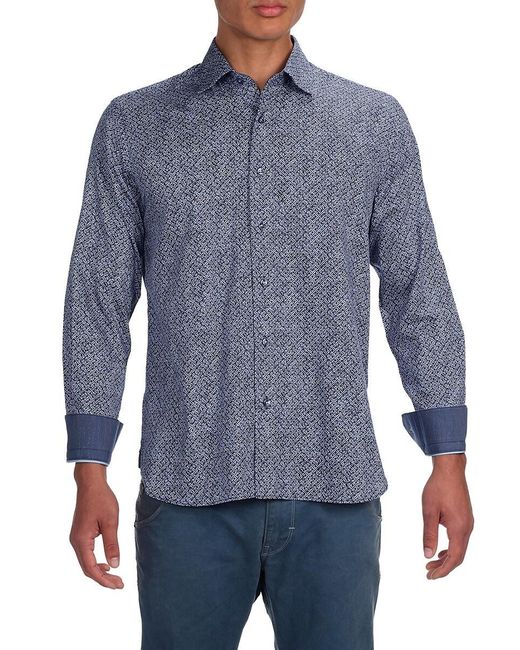 Garnet Blue Geometric Sport Shirt for men