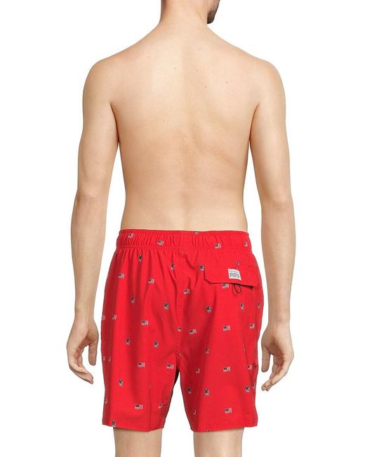 Trunks Surf & Swim Red Trunks Surf + Swim Flag Print Swim Shorts for men