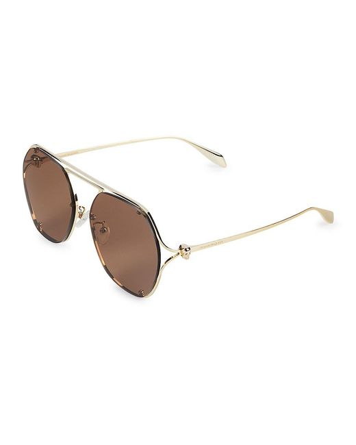 Alexander McQueen Metallic 58mm Geometric Sunglasses