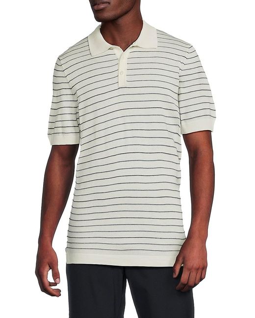 American Heritage White Striped Knit Polo Shirt for men