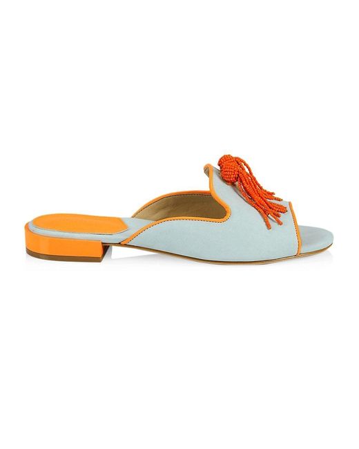 SCHUTZ SHOES Orange Jannis Suede Flat Sandals