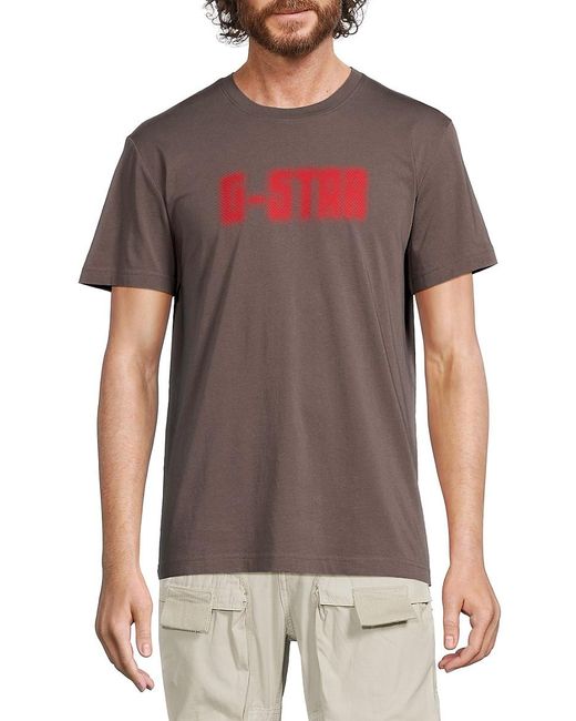 G-Star RAW Gray 'Dotted Logo Graphic Tee for men