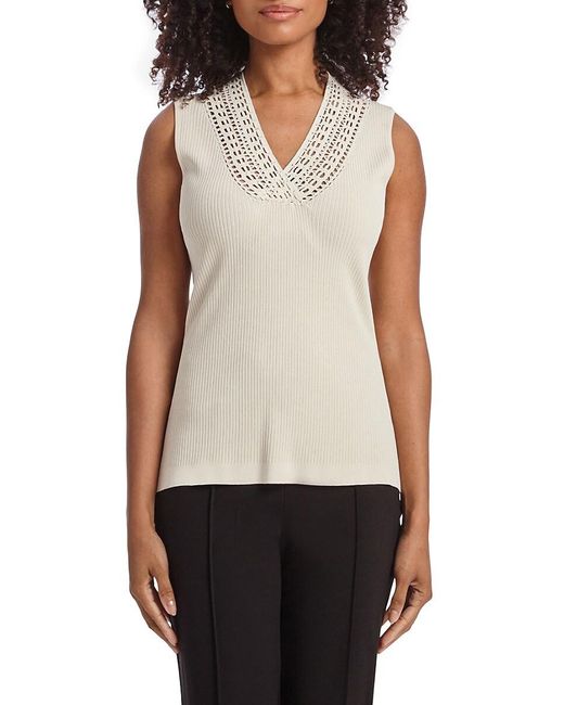 Capsule 121 White Extensive Ribbed Crochet Sweater Vest
