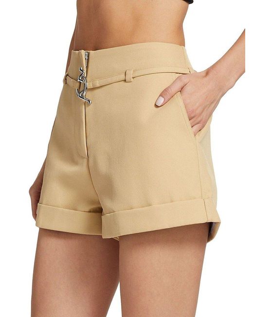 Ganni Belted Twill Shorts in Natural | Lyst