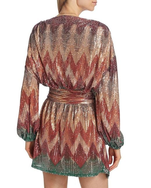 Ramy Brook Red Michaela Sequin Chevron Wrap Minidress