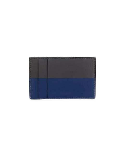 Alexander McQueen Blue Two Tone Leather & Patent Leather Card Holder for men
