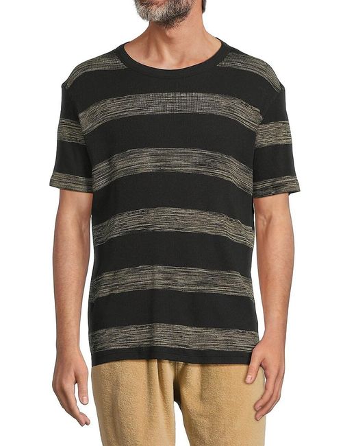 ATM Black Striped Cotton T-Shirt for men