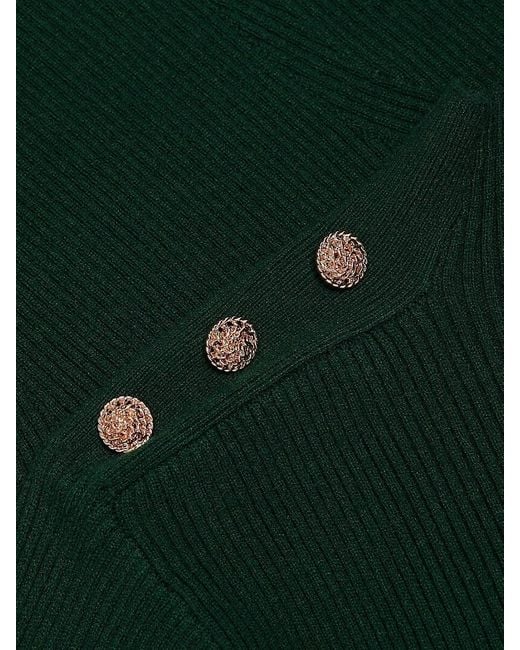 Tahari Green The Yana Rib-Knit Mock-Turtleneck Sweater