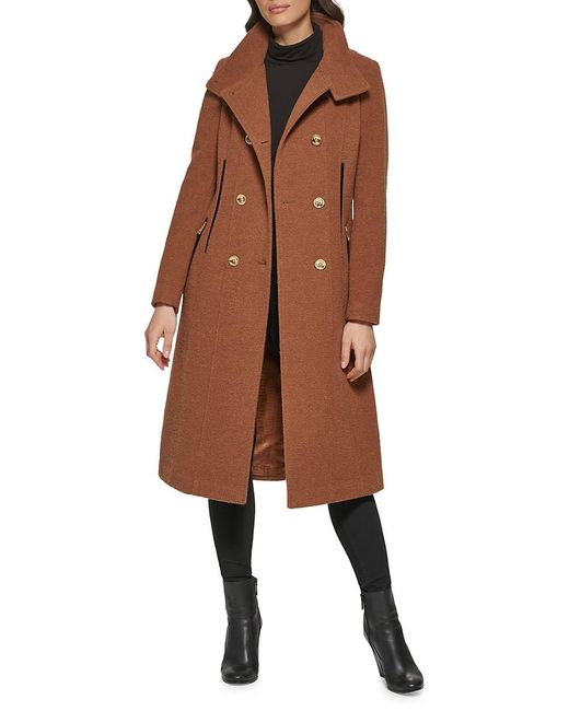 Guess Brown Wool Blend Trench Coat