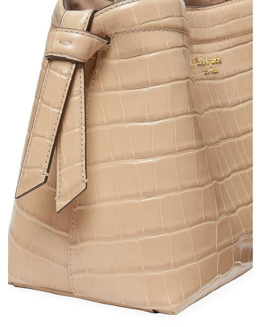 Kate Spade Natural Knott Croc-Embossed Leather Top-Handle Bag