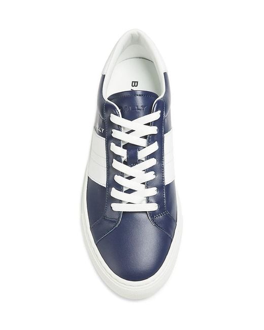 Bally Blue Logo Leather Low-Top Sneakers for men