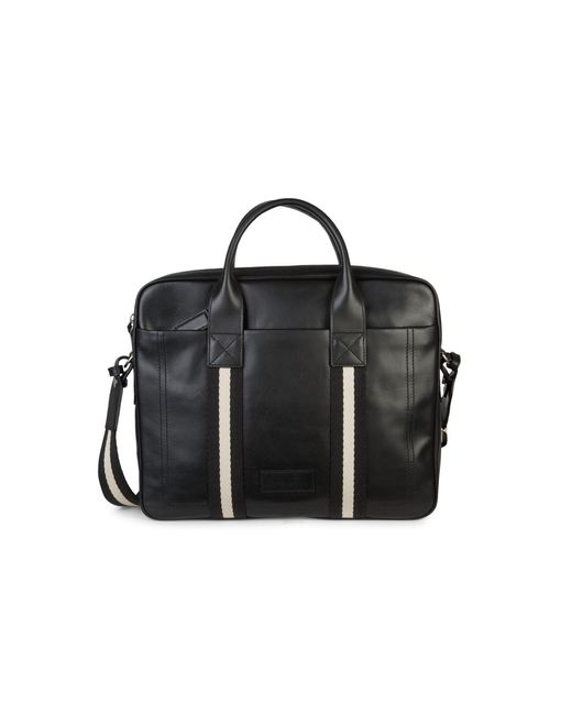 Bally Black Tedal Side Tape Leather Briefcase for men