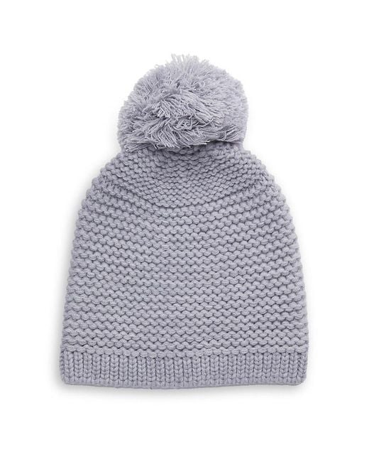 Ugg Gray Chunky Knit Pom Pom Beanie