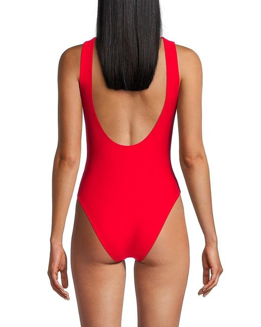 Ganni Red Core Scoop Back One Piece Swimsuit