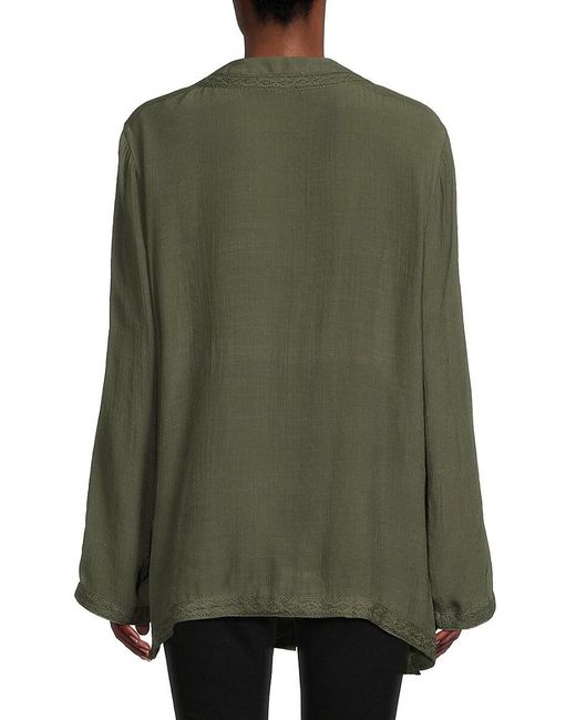 Nanette Lepore Green Lace Trim Tunic Shirt