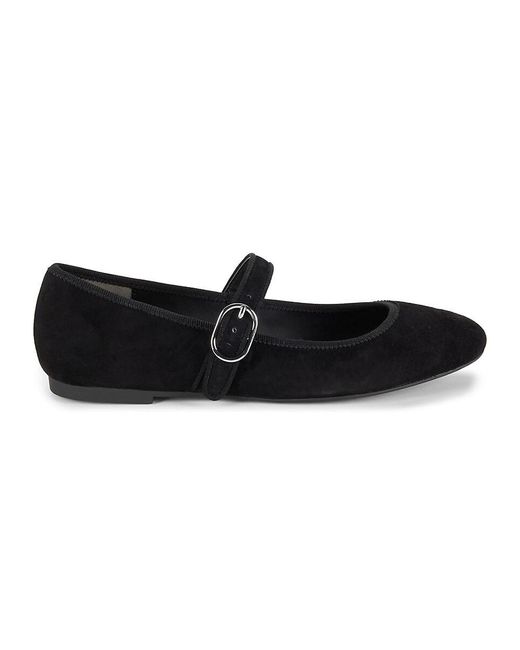 Stuart Weitzman Black Alice Suede Mary Jane Flats