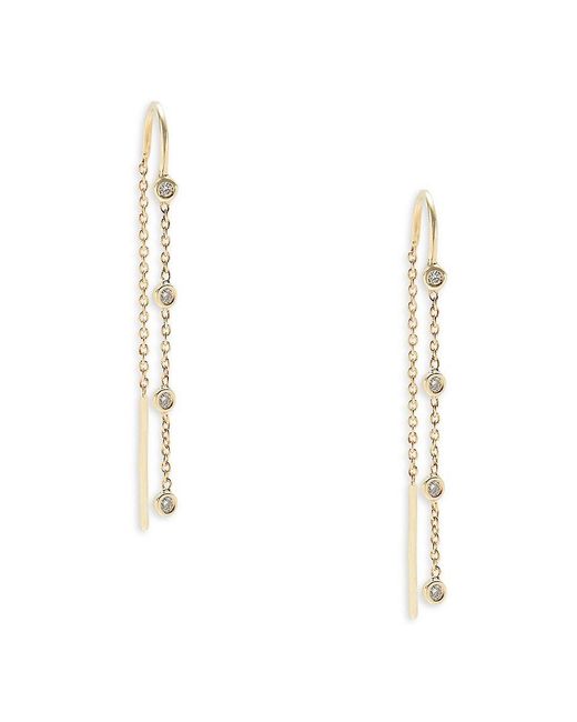 Saks Fifth Avenue White 14K & 0.1 Tcw Diamond Thread Earrings