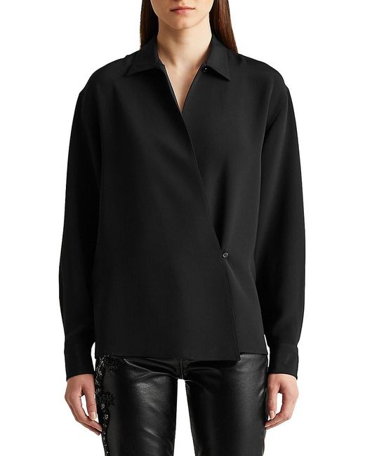 Ralph Lauren Collection Calan Wrap Silk Shirt in Black | Lyst Canada