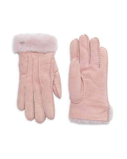 Ugg Pink Exposed Sheepskin Gloves