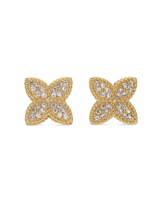 Eye Candy LA Metallic Luxe Sophia Goldtone & Cubic Zirconia Flower Stud Earrings