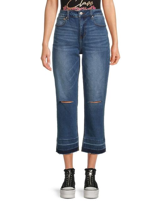 Class Roberto Cavalli Blue High Rise Cropped Straight Jeans