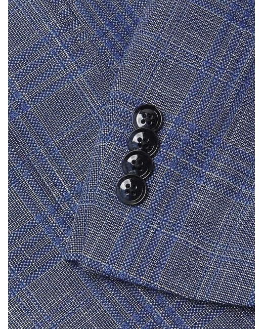 Saks Fifth Avenue Blue Windowpane Check Tailored-Fit Blazer for men