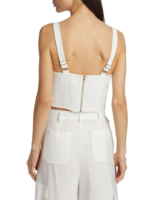 Ramy Brook White Gabi Button-Front Crop Top