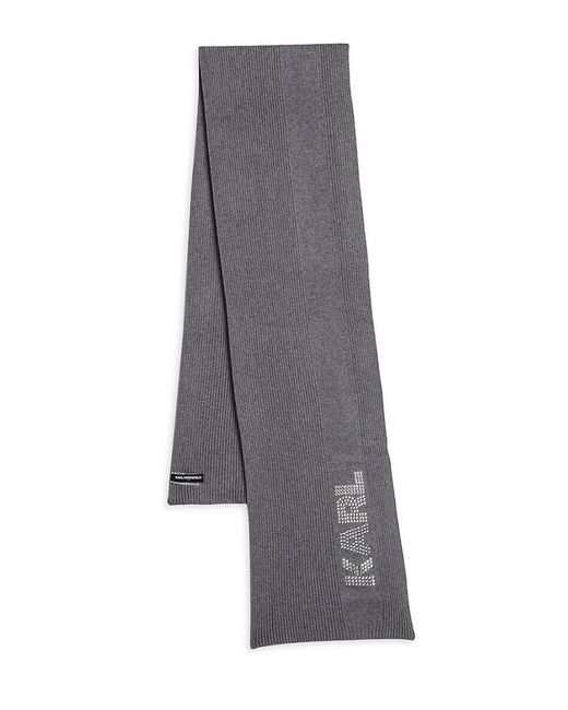 Karl Lagerfeld Gray Studded Logo Knit Scarf