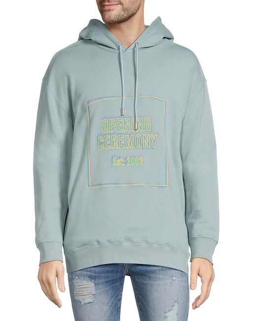 Opening Ceremony Blue Embroidered Logo Hoodie for men