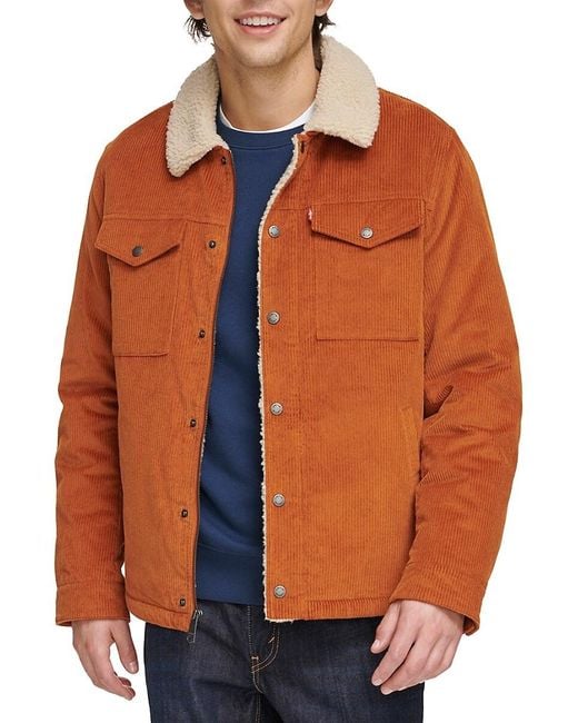 Levi s Faux Shearling Lined Corduroy Trucker Jacket in Blue for Men Lyst