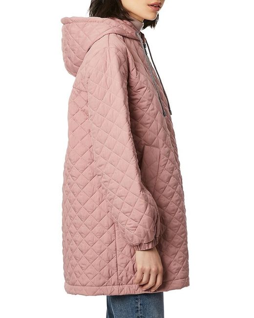 Bernardo Pink Hooded Quilted Puffer Coat