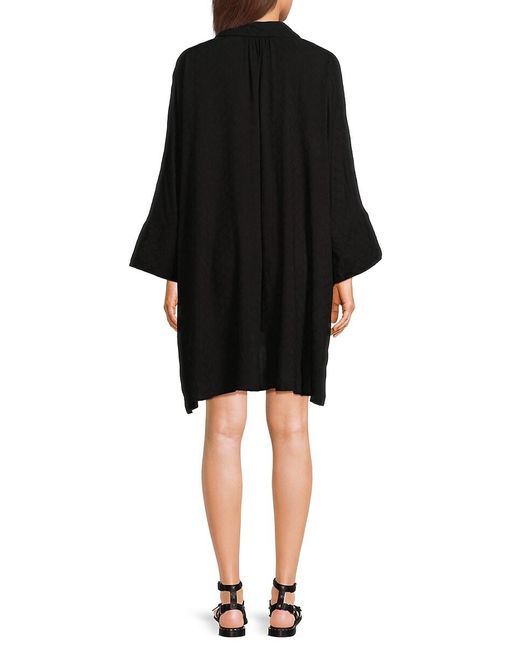 La Moda Clothing Black Embroidred Yoke Mini Cover Up Dress
