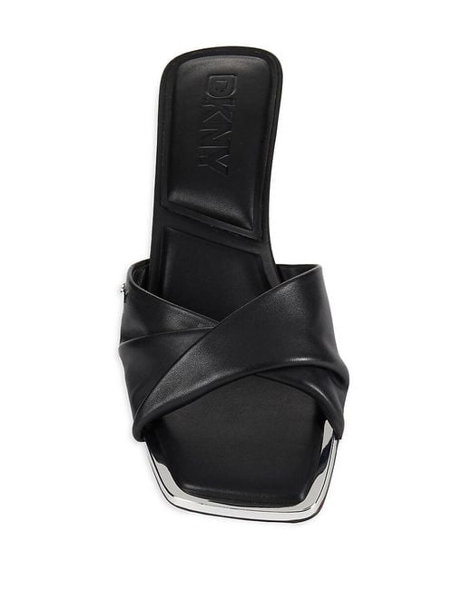 DKNY White Jolaine Twist Leather Sandals
